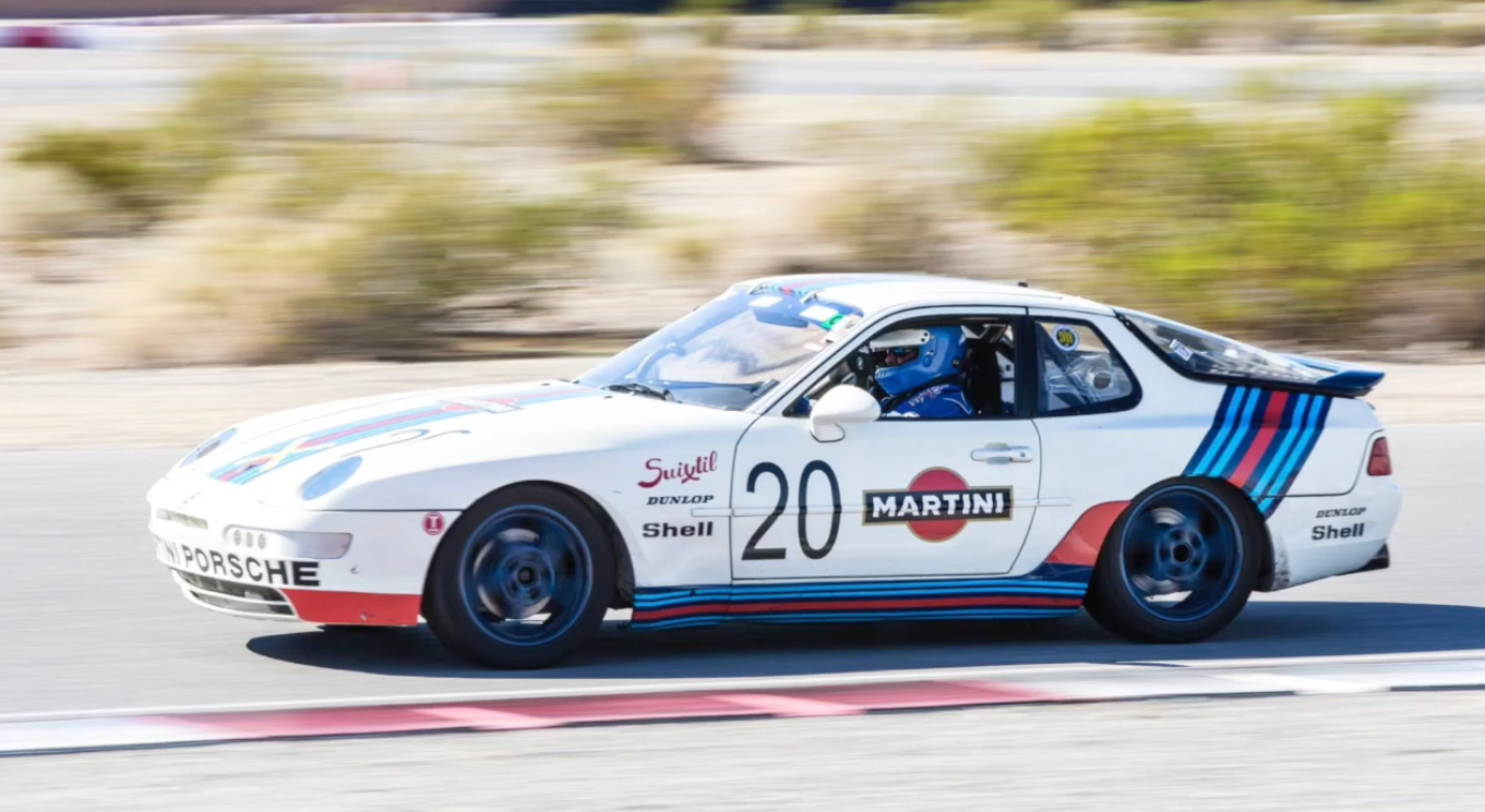 Tom Stahler driving his white number 20 Martini Porsche 968
